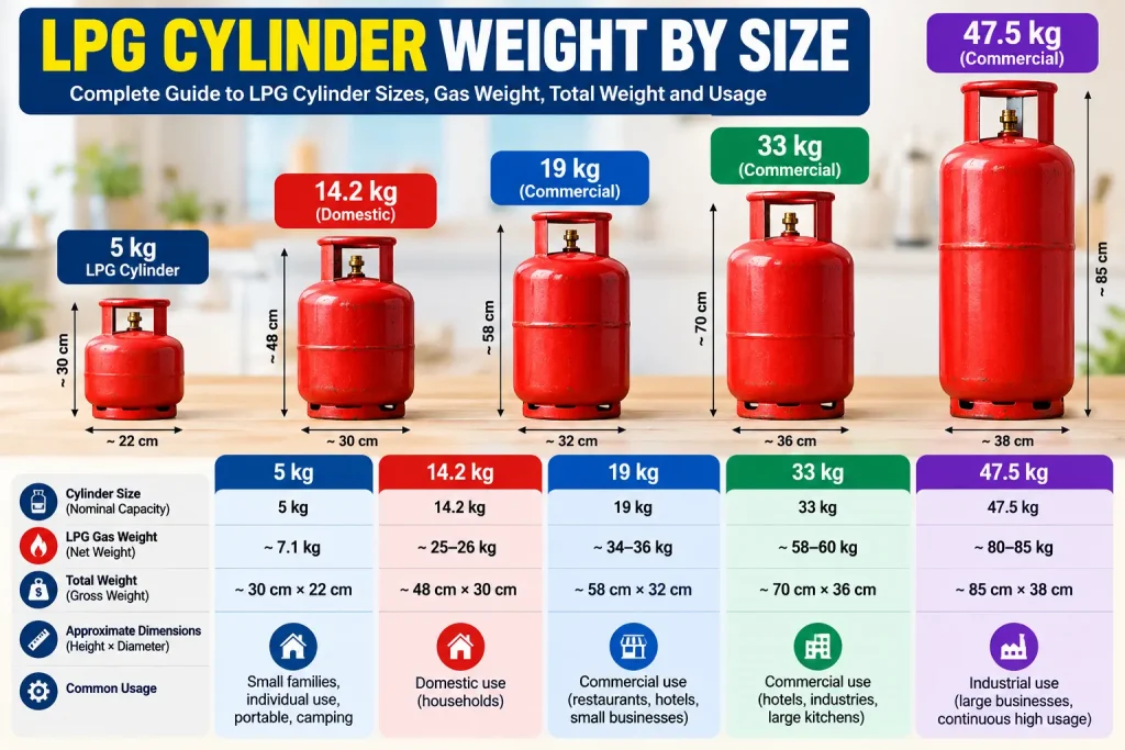 LPG Cylinder Weight by Size